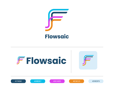 Flowsaic app logo branding design flat icon illustrator logo minimal ui vector