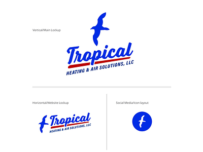 Tropical Heating & Air Solutions logo beach branding business design flat hvac identity illustrator industrial logo minimal startup tropical vector