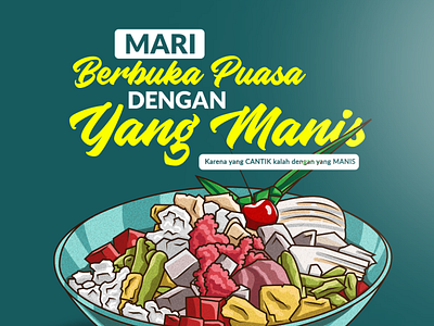 Berbuka Dengan Yang Manis desert food fruits ice illustration illustrator ramadhan vectror vexel