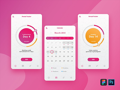 Period Tracker App ovulation calendar ovulation calendar app period tacker period tacker app pregnancy pregnancy app uidesign uikit uiux uxdesign