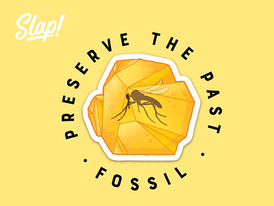Fossils Preserve The Past artist bugs design designer dino dinosaur fossil illustrator instaart jurrasic mosquito old slaptastick stickers tbt yellow