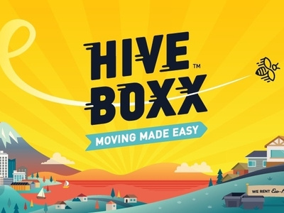 HiveBoxx | Moving Made Easy seattle on demand moving company moving bees bee logo typography illustrate artist vector brand illustrations art startup illustrator designer design branding illustration