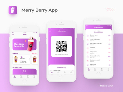 Merry Berry App app cafe coffee mobile mobile app design ui ux