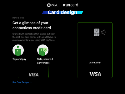 OlaMoney SBI card design contactless convenient credit card credit card form safe secure visa