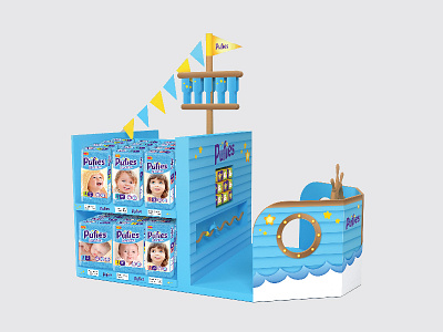 Pufies 3d 3d display 3dmax 3dmodel branding design children children display design display illustration personal care point of sale ship