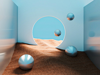 Chrome 3d art c4d cinema4d color desert design digital art future landscape nature