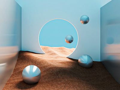 Chrome 3d art c4d cinema4d color desert design digital art future landscape nature