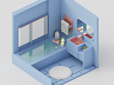 Skyblue Voxel 3d bathroom color design game magicavoxel room roomdesign voxel