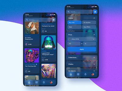 Mobile NFT app concept – OpenSea marketplace