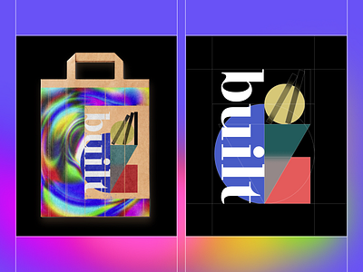 Paper bag design – built, 2021 bag blue branding design graphic design illustration paper