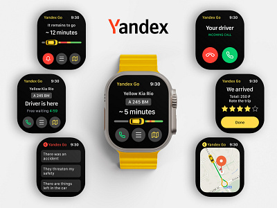 Yandex Go app on Apple Watch Ultra apple watch mini ui smart watch taxi ui watch app watchface watchos watchui yandex