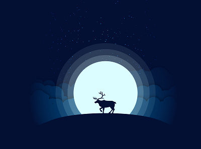 animal silhoutte animal illustration night sky reindeer