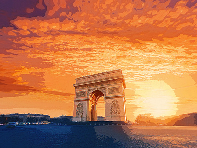 arc de triomph arcdetriomph watercolor