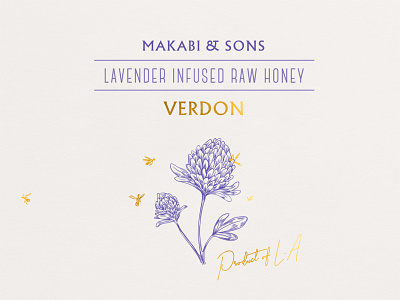 Makabi&Sons / Raw Honey bee branding design flower honey illustration label logo packaging typography
