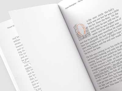 The Old Man and The Sea book design dropcap editorial illustration layout novel page typography