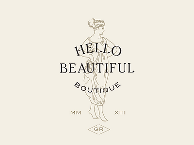 Hello Beautiful boutique illustration logo typography