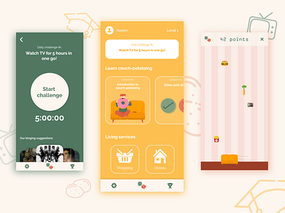 Learning app - Couch potato app application design designslices game gamification illustation learning ui