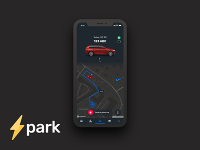 Spark Connected Car Concept Dark UI (Nightmode)