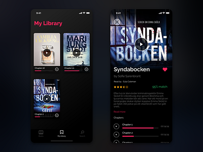 Librifox Audio Book Concept App - My Library app app design audio audio app audio player audiobook audiobooks book book cover books favourites ios library matching player playlist rating ui