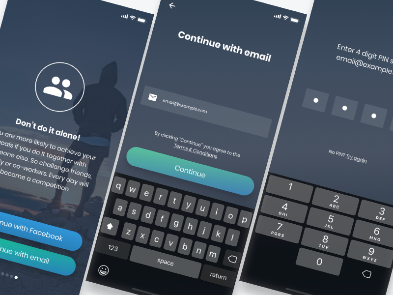 MoveStreak - Continue with Email signup screen signup form signup page signupform onboarding no password email verification pin code pin sign in sign up signup design ui ios app