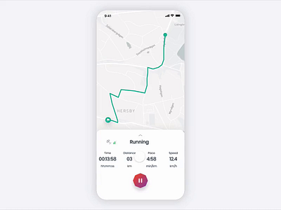 MoveStreak - Gps View animation app card design fitness app gps gps view ios map maps micro interaction running app svg animation training app transition ui workout app workout tracker