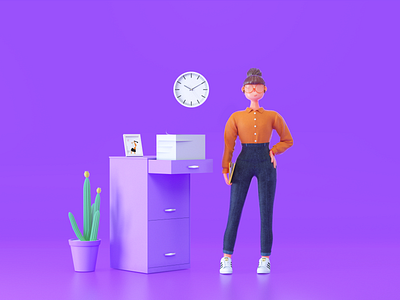 Airwallex office lady 3d cinema4d design icon illustration logo octane photoshop shanghai ui