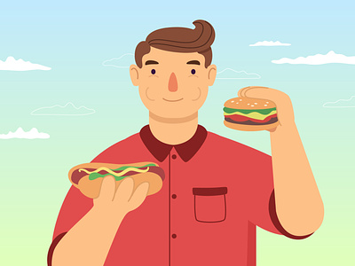 Fast-food lover burger design eating emotions fastfood food graphic design human illustration man people