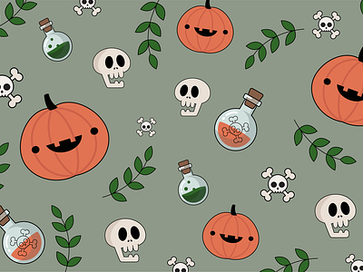Halloween Pattern character creep ghost graphic design horror illustration pattern pumpkin scull spooky vector