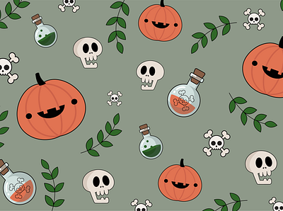 Halloween Pattern character creep ghost graphic design horror illustration pattern pumpkin scull spooky vector