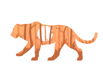 Tiger illustration animal cat color design graphic design illustration jungle orange pattern tiger trees vector