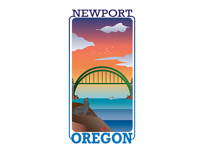 Newport, OR - Project 101 bridge design gradient illustration illustrator newport ocean oregon sea vector