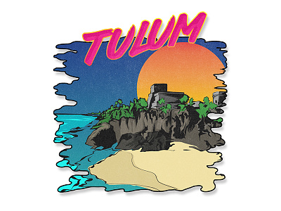 Tulum 80s design distressed graphic design illustration mexico procreate retro ruins tulum vector