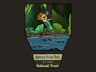 Salmon River Trail adobe badge design graphic design illustration illustrator mt hood national forest nature oregon outdoors