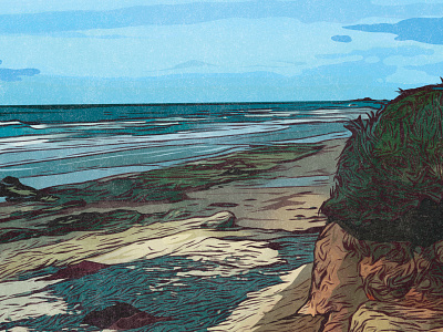 Beverly Beach, Oregon digital art distressed illustration illustrator landscape illustration plein air procreate seascape