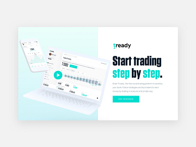 Tready – Landing Page b2b b2c bank app brand investment landing money trading typography website