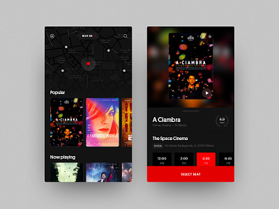 Cinear — Movies near you app art direction black clean home identity layout movie app movies poster ui