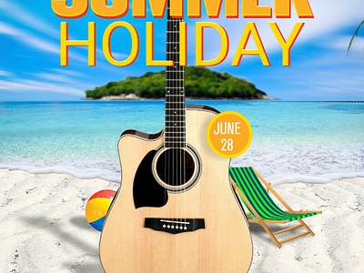 Summer holiday flyer chair content dessert guitar hate sea