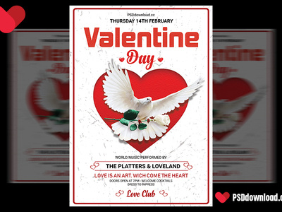 Heart Valentine Day Flyer Psd Template Cover heart day flyer love bird flyer love day flyer rose day flyer valentine day flyer valentine party flyer