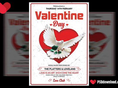 Heart Valentine Day Flyer Psd Template Cover