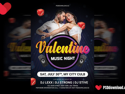 Valentine Music Flyer Psd Template