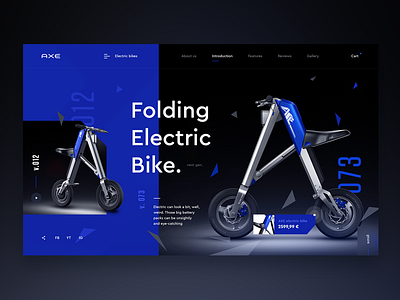 Axe Electric bikes - design concept bike design modern screen ui ux web webdesign website www