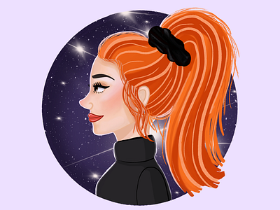 Galaxy Girl character illustration face illustration galaxy girl illustration illustration ipad pro procreate space