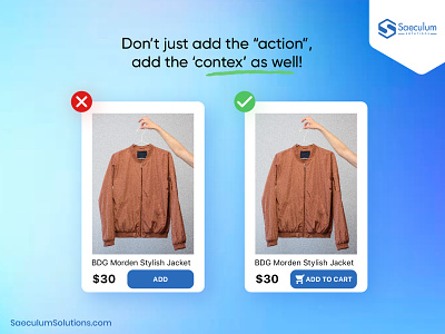 Don't just ad the 'action', add the 'context' as well! cta mobileapp saeculumsoltion ui uitips uiux ux web