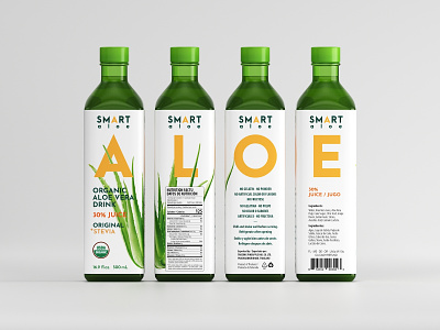Smart Aloe Organic Drink Label Design Concept aloe beverage packaging bottle branding drinks eolinart green juicelabel label labeldesign logo design organic packaging vegan
