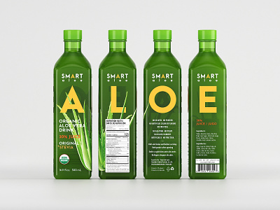Smart Aloe Label Design Concept 3d 3d mockup beverage packaging branding corona renderer eolinart illustration label design label mockup mockup modern package packaging