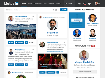 LinkedIn Redesign clean feed flat linkedin redesign social