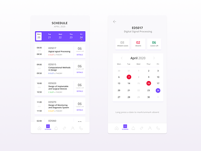 Academic Schedule Screen academics college figma interface purple schedule schedule app schedule screen school school app schools student students app time time management time table ui user experience ux ui