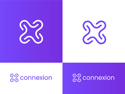 Connexion logo clean logo connect connection logo graphicdesign line logo logo logo design logo designer logo mark purpule x letter x logo xd design