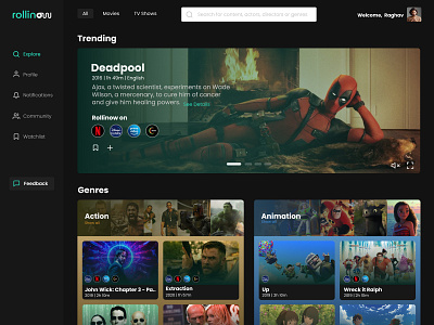 Home Page for Movie Streaming Website