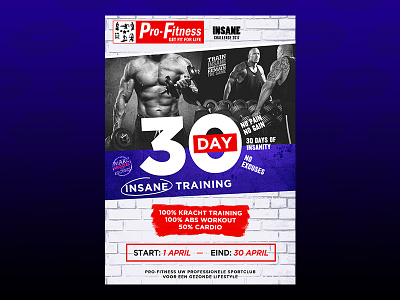 30DAY INSANE brand colorful fitness flyer gym illustration logo morning poster promo work